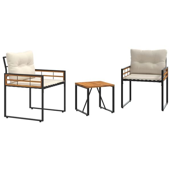 vidaXL Zunanji pohištveni set z blazino 3 pcs krema