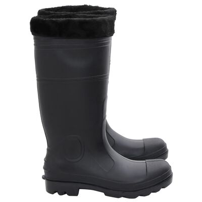 vidaXL Dežni škornji z odstranljivimi nogavicami črni velikost 41 PVC