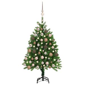vidaXL Umetna osvetljena novoletna jelka z bunkicami 120 cm zelena