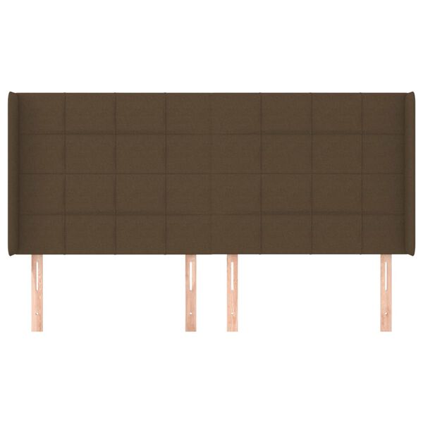 vidaXL Vzglavje z u&scaron;esi temno rjavo 183x16x118/128 cm blago