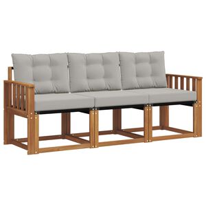 vidaXL Zunanja garnitura za sedenje 3 pcs Naravna in svetlo siva