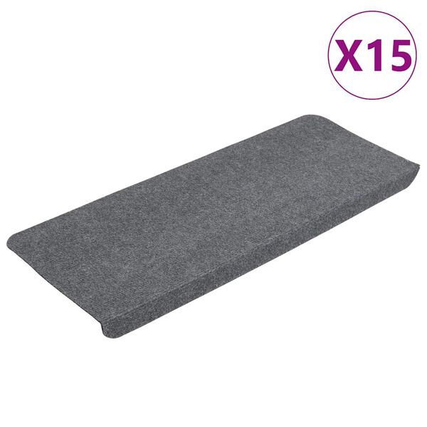vidaXL Samolepilne preproge za stopnice 15 kosov 65x24,5x3,5 cm sive