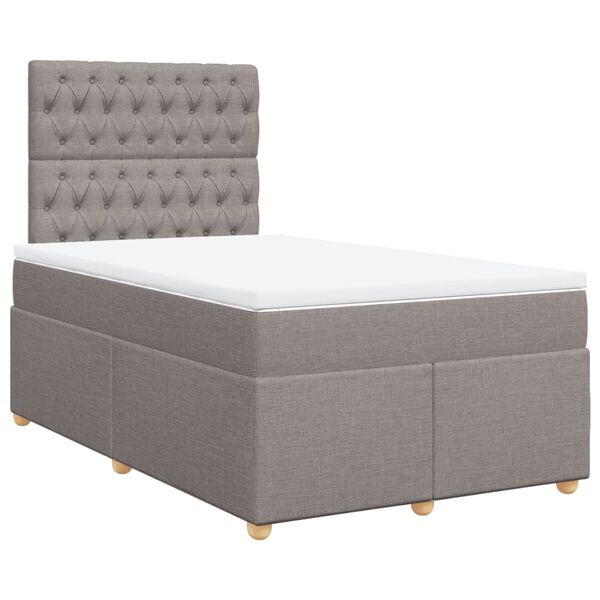 vidaXL Box spring postelja z vzmetnico taupe 120x200 cm blago