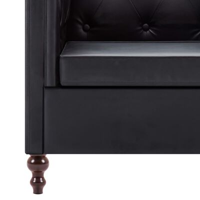 vidaXL Dvosed kavč Chesterfield umetno usnje črne barve
