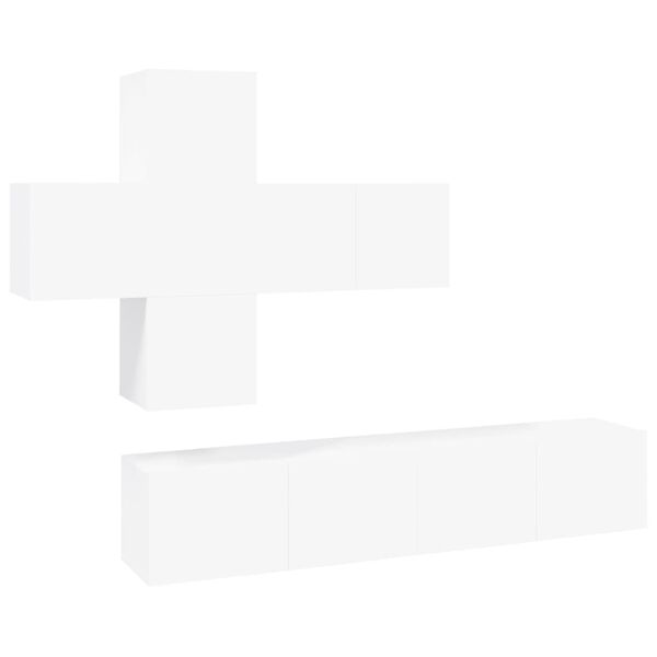 vidaXL Komplet TV omaric 7-delni bel inženirski les