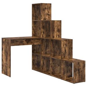 vidaXL Kotni&scaron;ka miza s polico Dimljeni oreh 101,5 x 149,5 x 149,5 cm