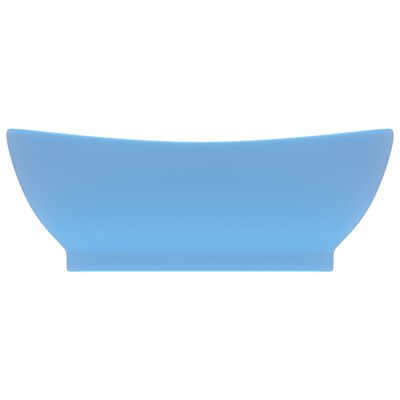 vidaXL Razkošen umivalnik ovalen mat svetlo moder 58,5x39 cm keramika