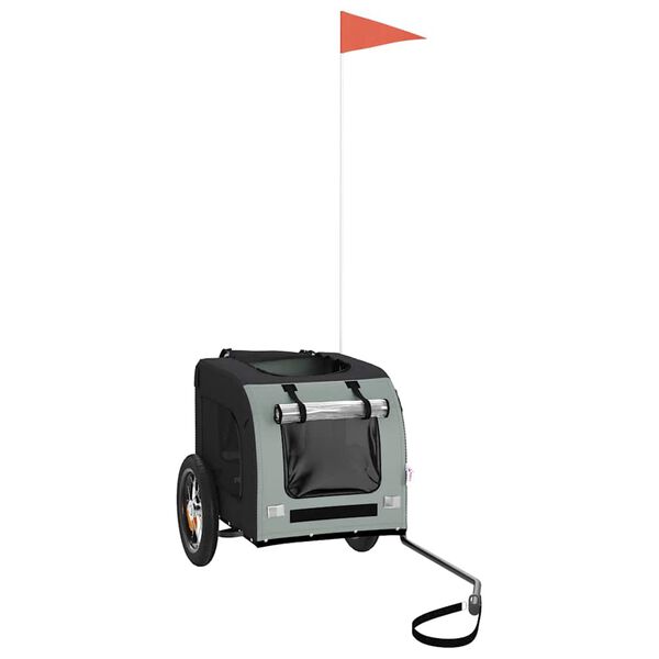 vidaXL Kolesarska prikolica za hišne ljubljenčke siva in črna