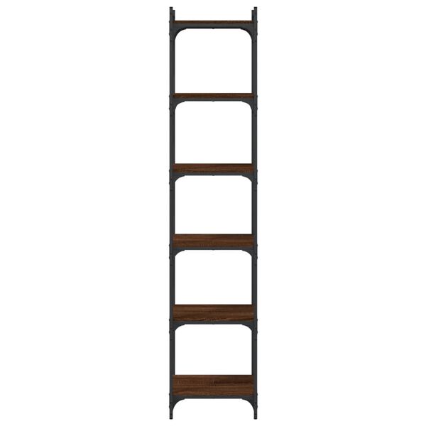 vidaXL Knjižna omara 6-nadstropna rjavi hrast 40x30x188 cm inž. les