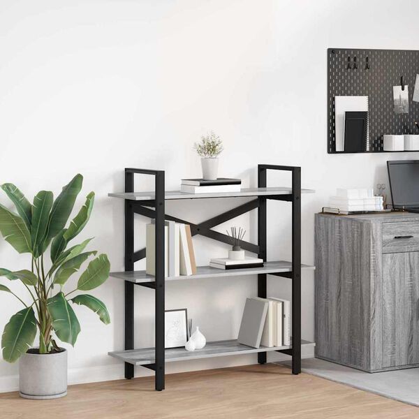 vidaXL Knjižna polica Siva Sonoma 100 x 33,5 x 102 cm Konstruiran les