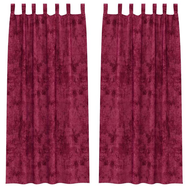 vidaXL Velvete zavese z zavesami 2 pcs vinsko rdeča 245 x 140 cm Žamet