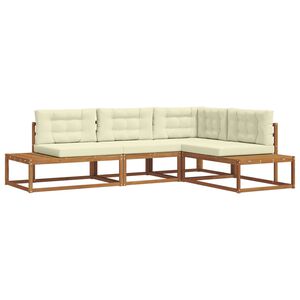vidaXL Zunanja garnitura za sedenje 4 Kos Naravna in smetana