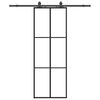 vidaXL Drsna vrata z opremo črna 76x205 cm ESG steklo