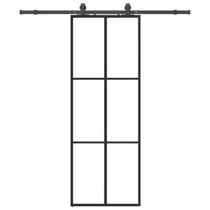 vidaXL Drsna vrata z opremo črna 76x205 cm ESG steklo