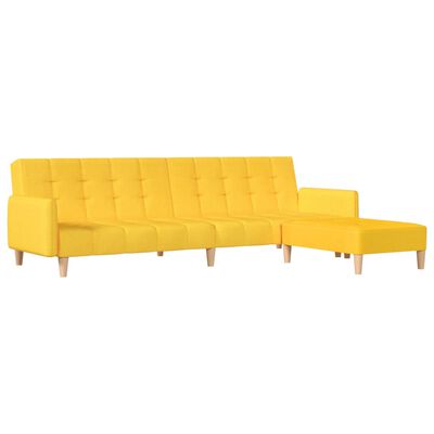 vidaXL Kavč dvosed z ležiščem in stolčkom rumeno blago