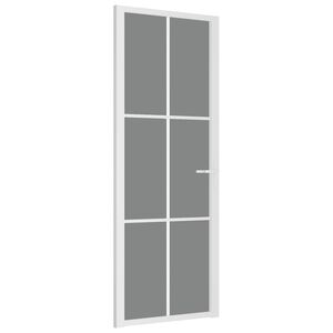 vidaXL Notranja vrata 76x201,5 cm bela ESG steklo in aluminij