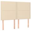 vidaXL Box spring postelja z vzmetnico LED krem 140x190 cm blago