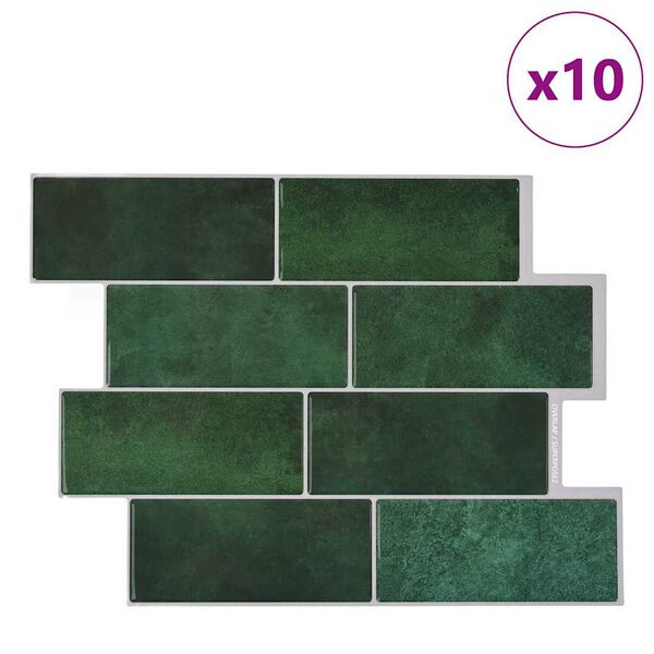 vidaXL Podhodna ploščica 10 pcs Temno zelena 29.4 x 21.4 cm
