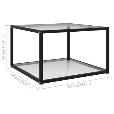 vidaXL Klubska mizica prozorna 60x60x35 cm kaljeno steklo