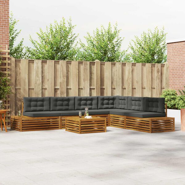 vidaXL Zunanja garnitura za sedenje 7 Kos Naravna in antracitna