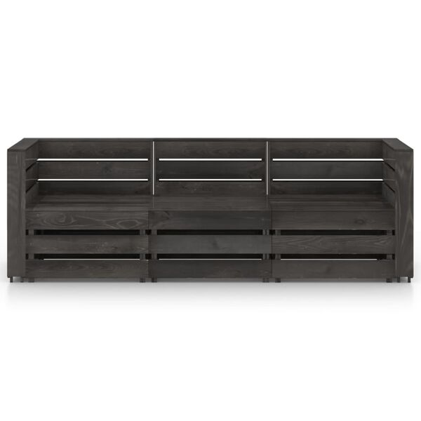 vidaXL Vrtni kavč trosed siva impregnirana borovina