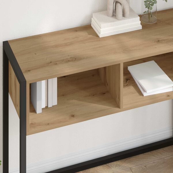 vidaXL Stranska miza s predalom Oreh 100 x 36 x 75 cm Konstruiran les