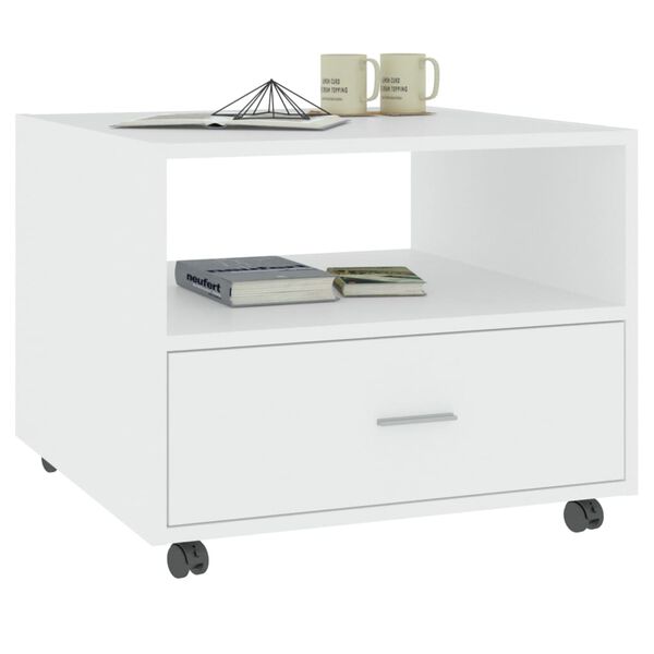 vidaXL Klubska mizica bela 55x55x40 cm konstruiran les