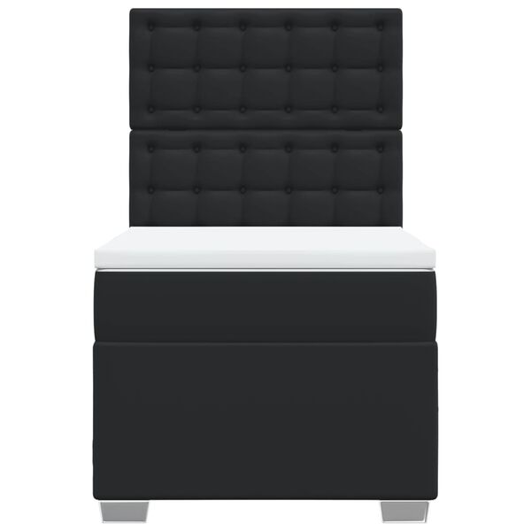 vidaXL Box spring postelja z vzmetnico črn 100x200 cm umetno usnje