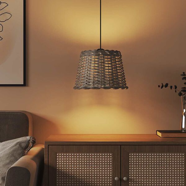 vidaXL Senčilo za stropno svetilko rjavo &Oslash;30x20 cm pleteno