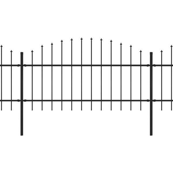 vidaXL Vrtna ograja s koničastimi vrhovi jeklo (1-1,25)x13,6 m črna