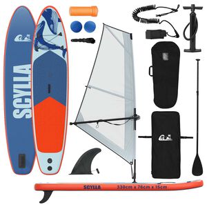 vidaXL Napihljivi SUP deska z jadrom SCYLLA 330 x 76 x 15 cm Modra za