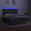 vidaXL Box spring postelja z vzmetnico LED temno siva 160x200 cm blago