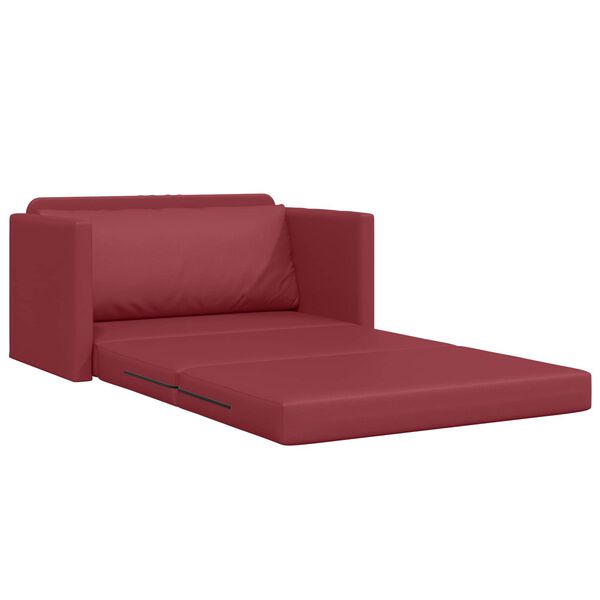 vidaXL Sofa postelja 110cm Vinorodna rdeča Umetno usnje