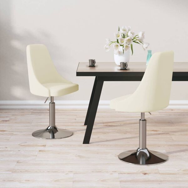 vidaXL Vrtljivi jedilni stoli 2 kosa krem blago
