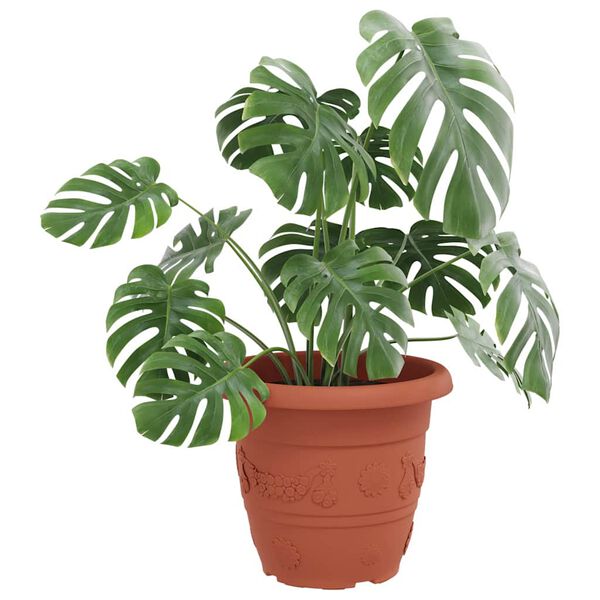 vidaXL Okrogli cvetlični lonec 24 pcs Kamnito rdeča &Oslash; 26 x 21.5 cm