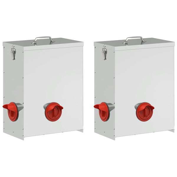 vidaXL Hranilnik za pi&scaron;čance 2 pcs srebrna 32,5 x 20,5 x 43 cm