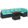vidaXL Komplet za jedilnico v vrtu z blazino 7 pcs Črna in Teal