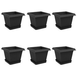 vidaXL Lončki za rastline 6 pcs Črna 20 x 20 x 16 cm Plastika