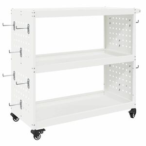 vidaXL Vozik za orodje s polico Bela 75 x 35 x 73 cm Mlinjeni jeklo