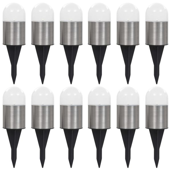 vidaXL Solarne talne svetilke 12 kosov LED bele