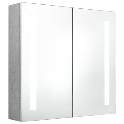 vidaXL LED kopalniška omarica z ogledalom betonsko siva 62x14x60 cm