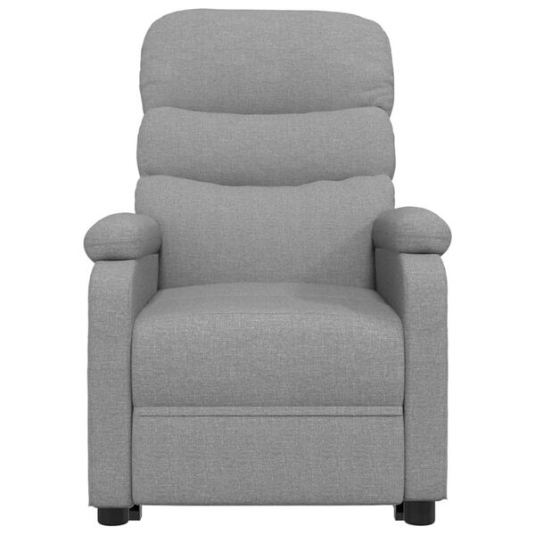 vidaXL Masažni stol s funkcijo vstajanja svetlo sivo blago