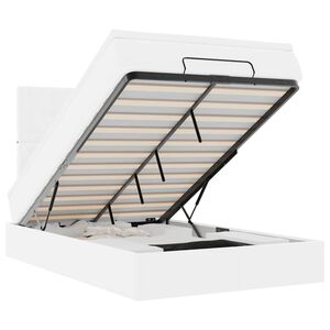 vidaXL Otomanski posteljni okvir z vzmetnico bel 120x200 cm um. usnje