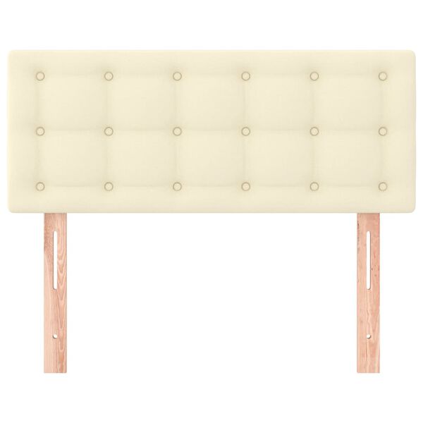 vidaXL Posteljno vzglavje krem 100x5x78/88 cm umetno usnje
