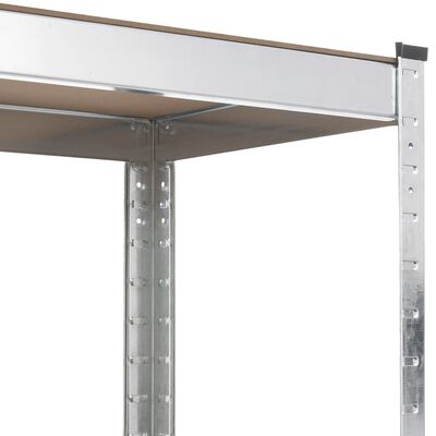 vidaXL 5-nadstropna delovna miza s policami srebrno jeklo in inž. les