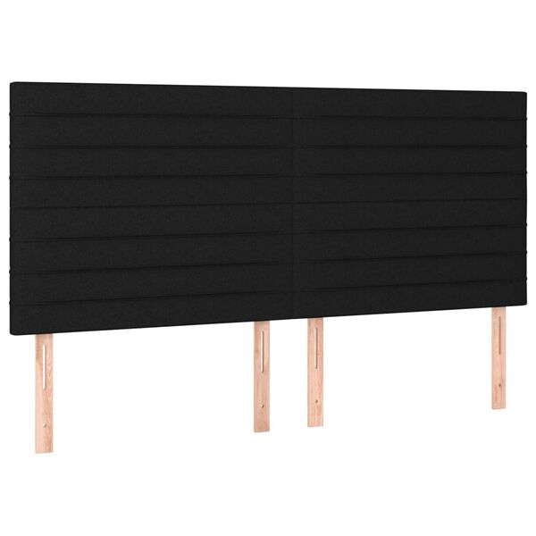 vidaXL LED posteljno vzglavje črno 160x5x118/128 cm blago