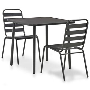 vidaXL Bistro garnitura 3-delna jeklo temno siva