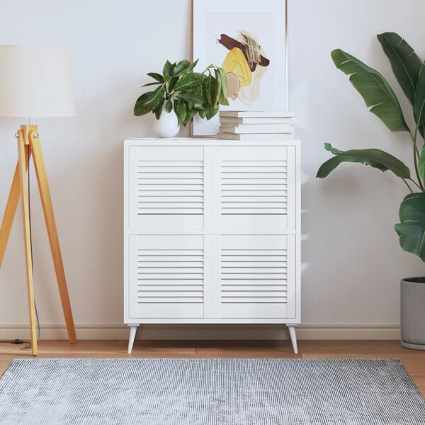 vidaXL Vrata za omarico z letvicami 4 kosi bela 39,5x39,4 cm borovina