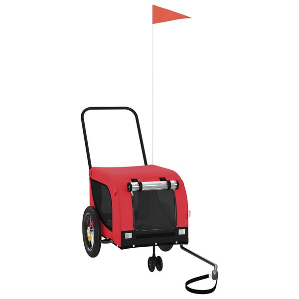 vidaXL Kolesarska prikolica za hišne ljubljenčke rdeča in črna