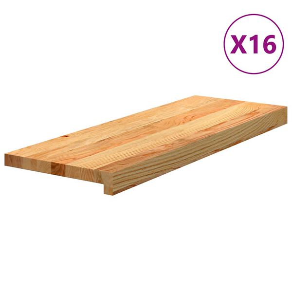 vidaXL Podloge za stopnice 16 kosov rjave 70x25x2 cm trdna hrastovina